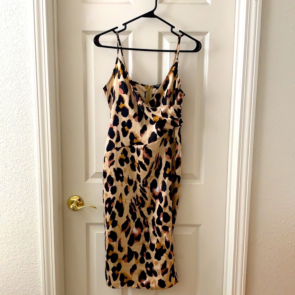 Silky Cheetah Print Midi Dress by Nasty Gal